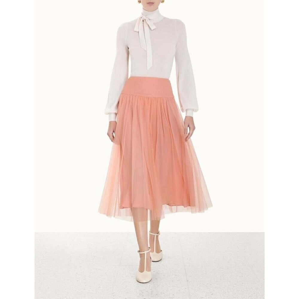 ZIMMERMAN Elegant Peach Midi Skirt